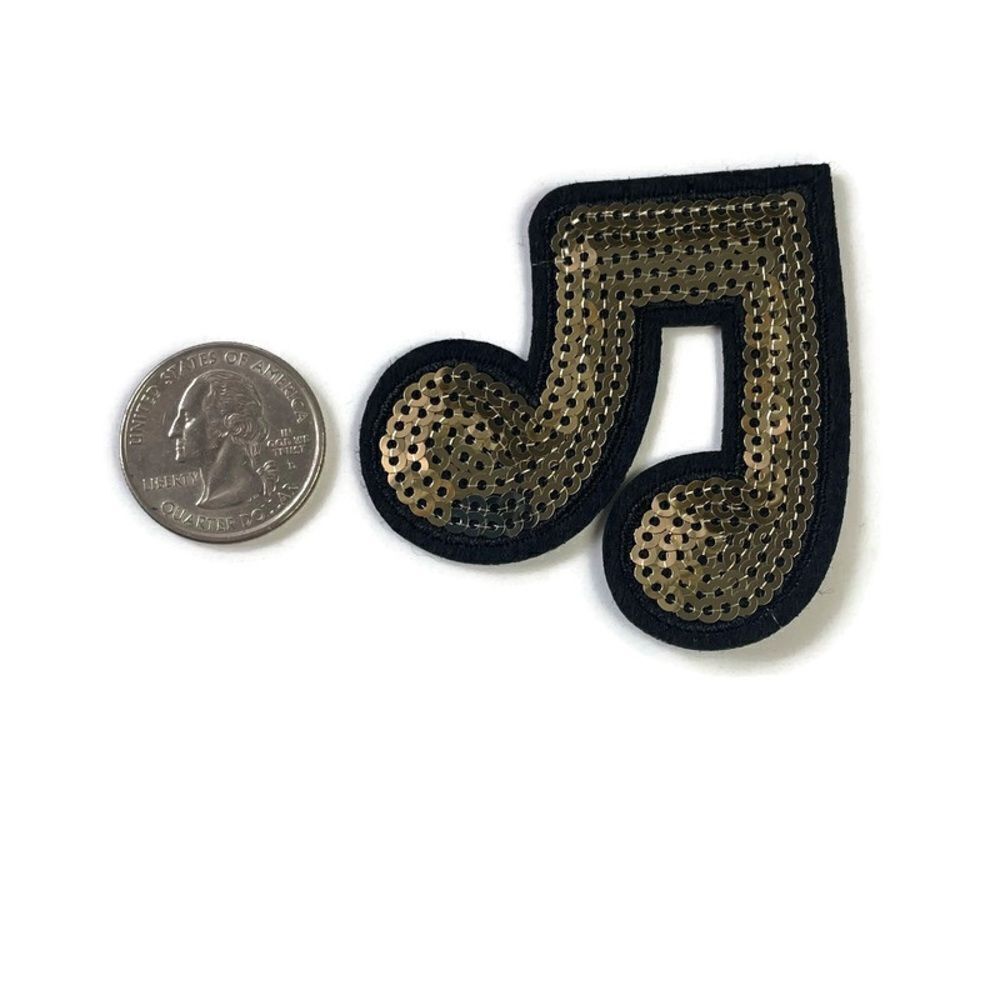 Musical Note Gold Sequins Patch - Picture 2 of 3